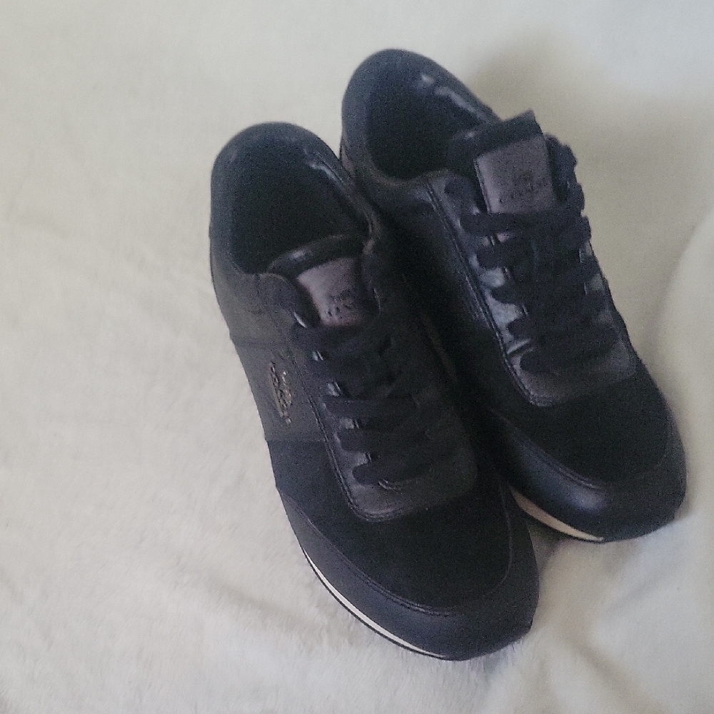 Coach Raylen Sneakers Women 8.5B Black Leather Suede Athletic Lace Up Shoes - Picture 14 of 16